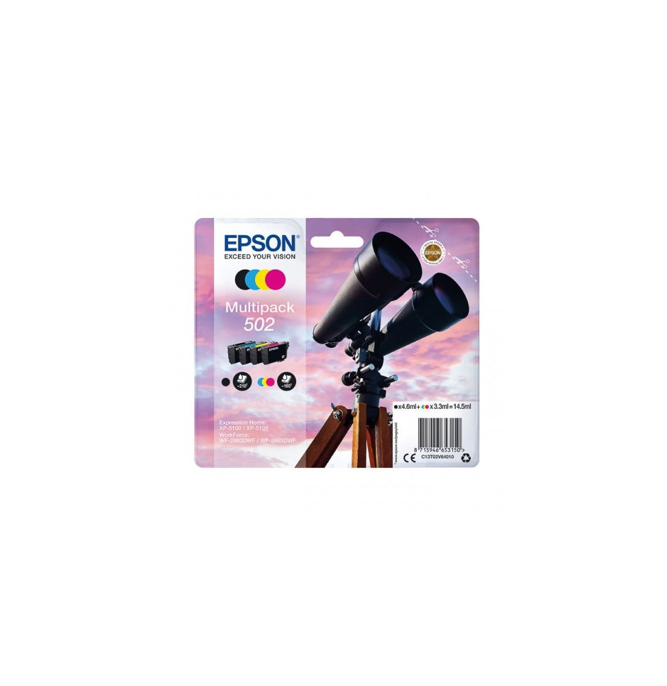 EPSON 502 C13T02V64010 ORIGINALE CARTUCCIA INCHIOSTRO NERO,